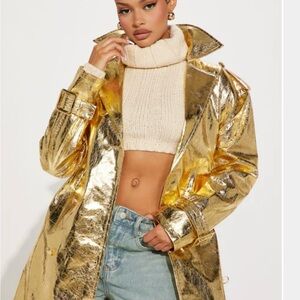 Fashion Nova Metallic Gold Jacket